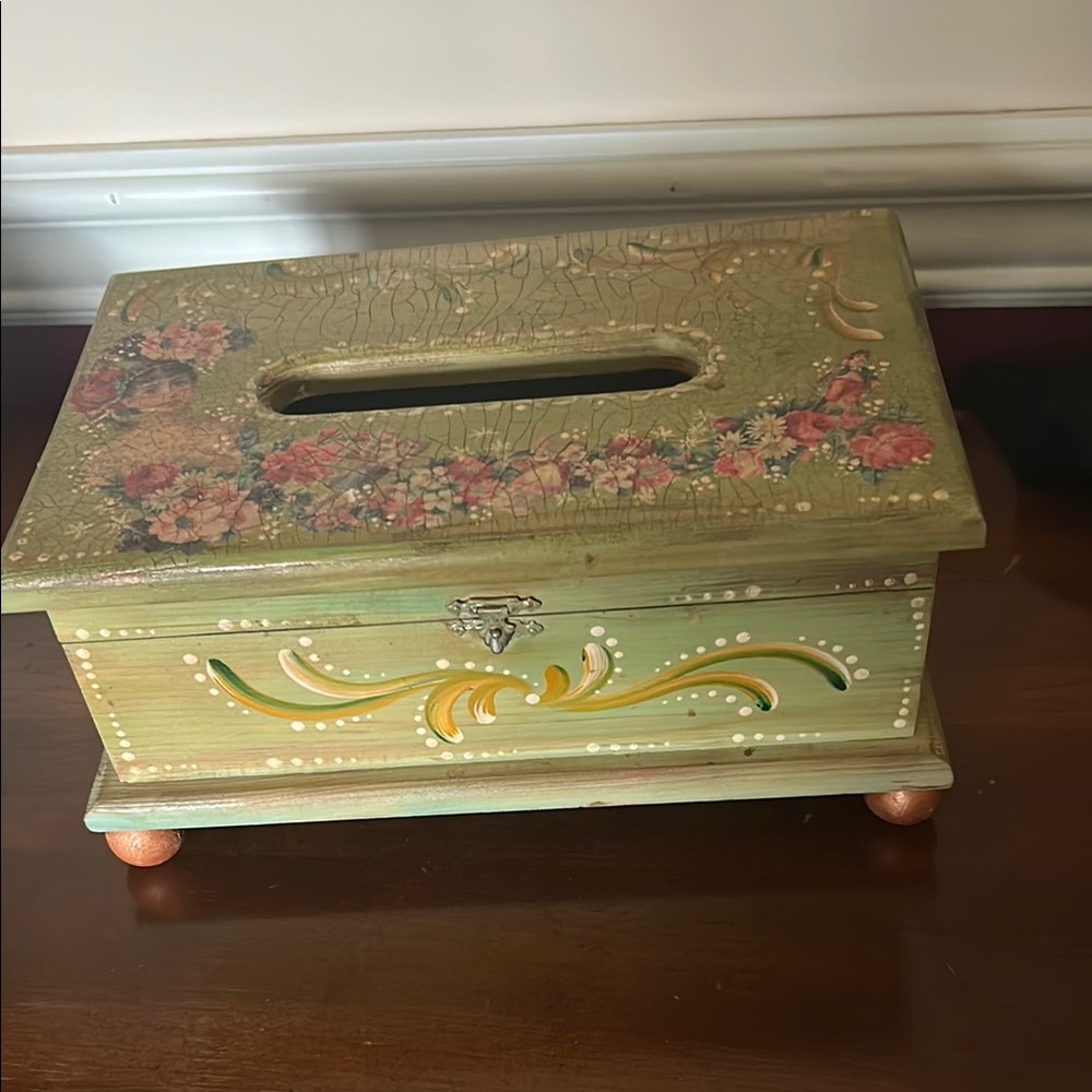 Floral Decorative Wooden tissue Box